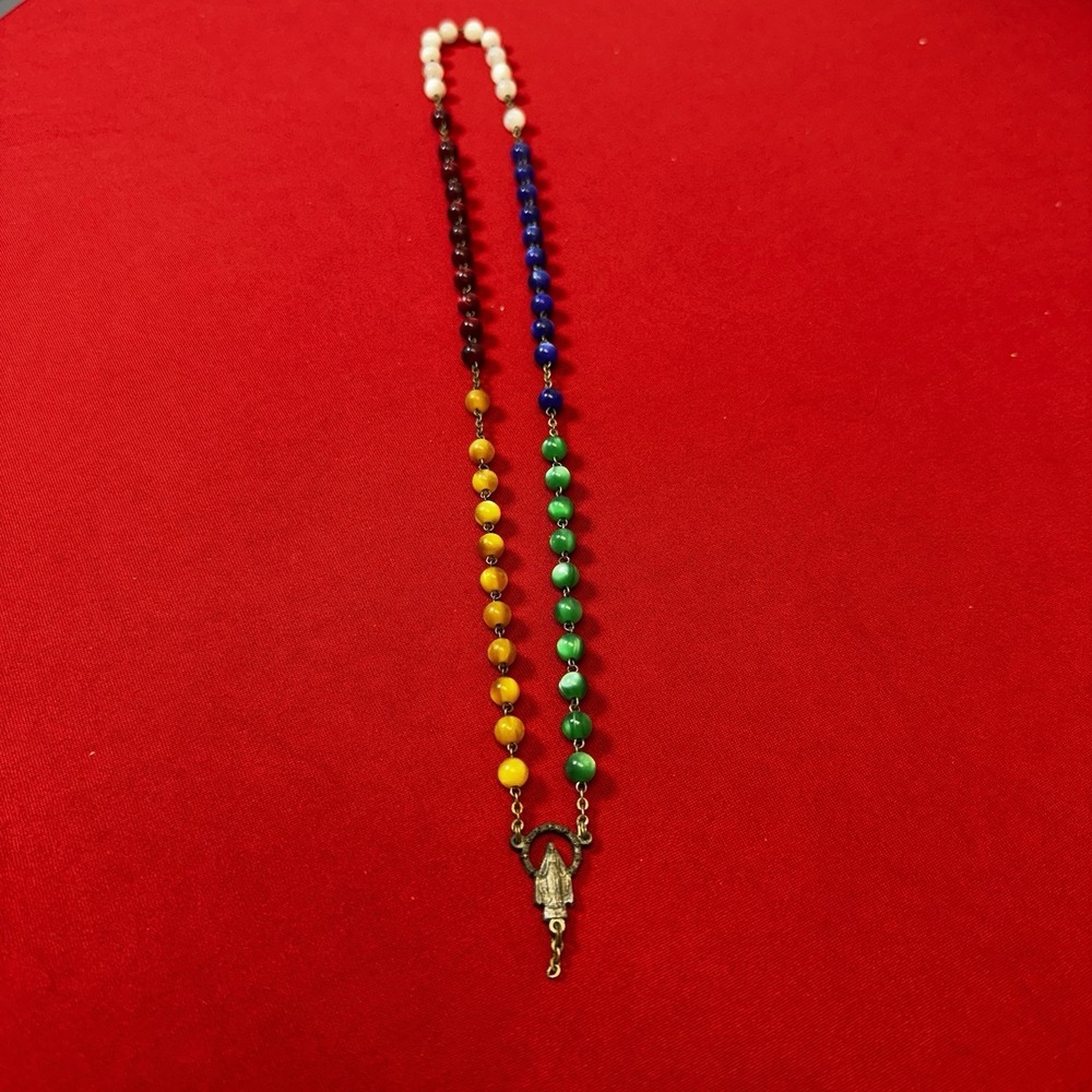 Catholic Religious Multi‎ Color Rainbow Bead Rosary